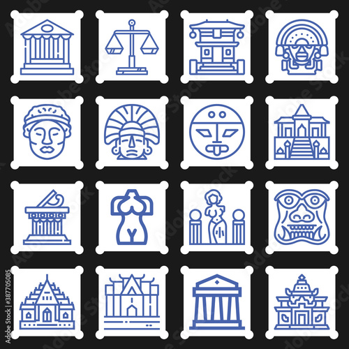 16 pack of statue  lineal web icons set