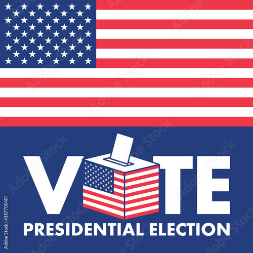 2020 United States of America Presidential Election with Ballot Box Vector Illustration