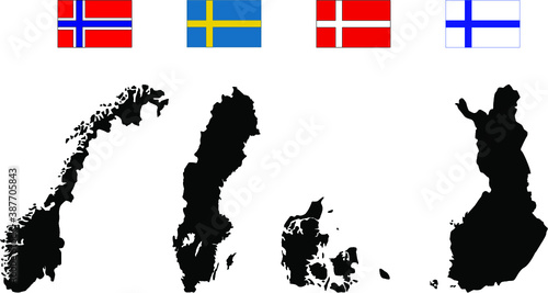 scandinavian countries map flag emblem