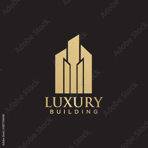 Luxury building logo design with golden color