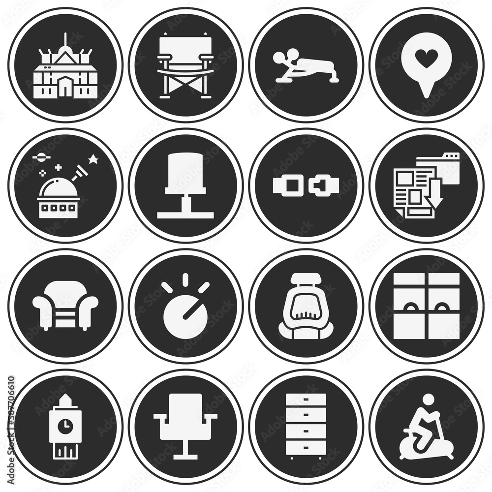 16 pack of seat filled web icons set 16 pack of seat filled web icons set