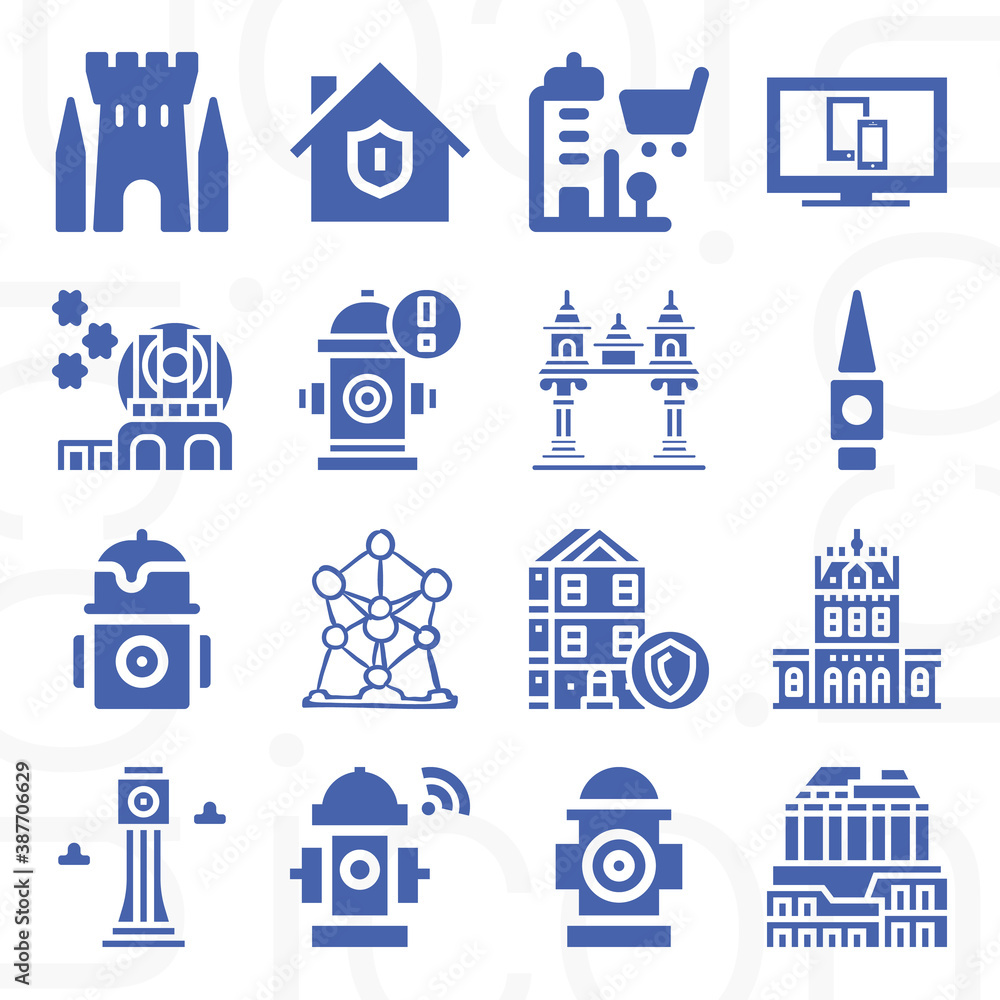16 pack of styles  filled web icons set