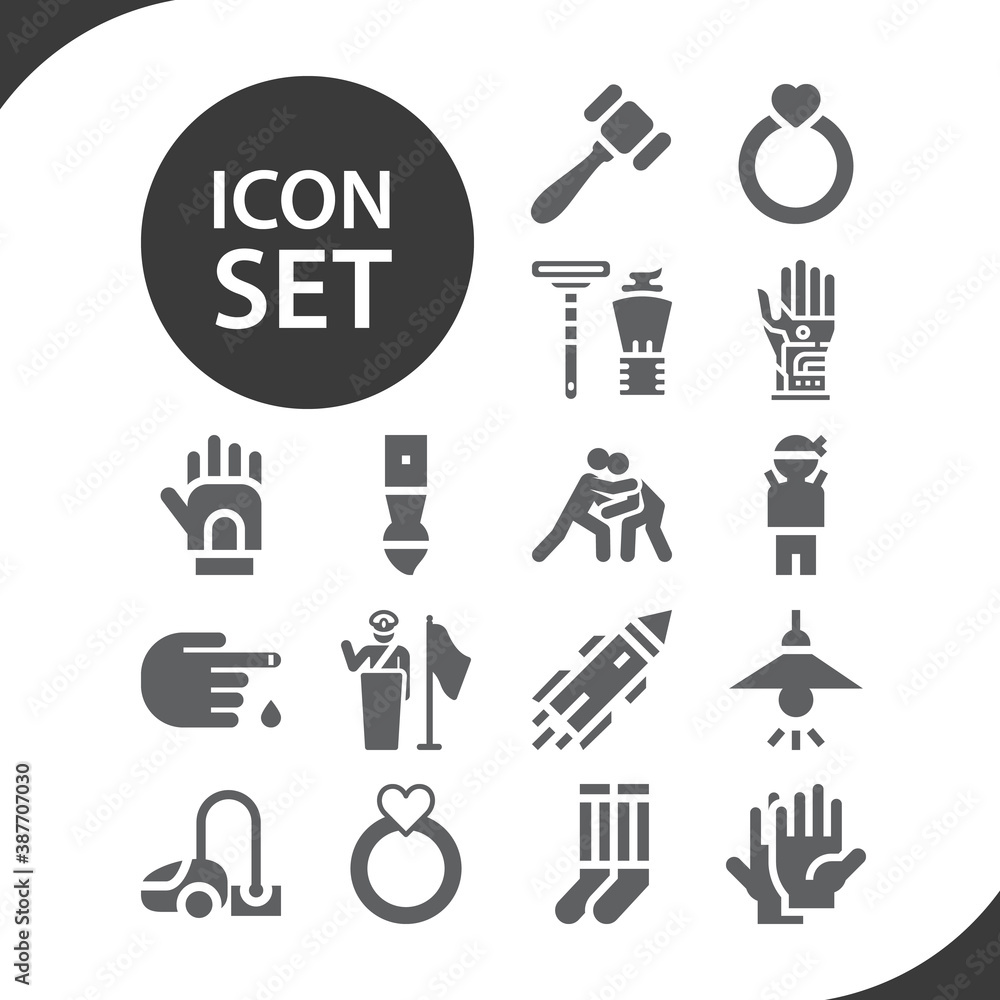 Fototapeta premium Simple set of combat related filled icons.