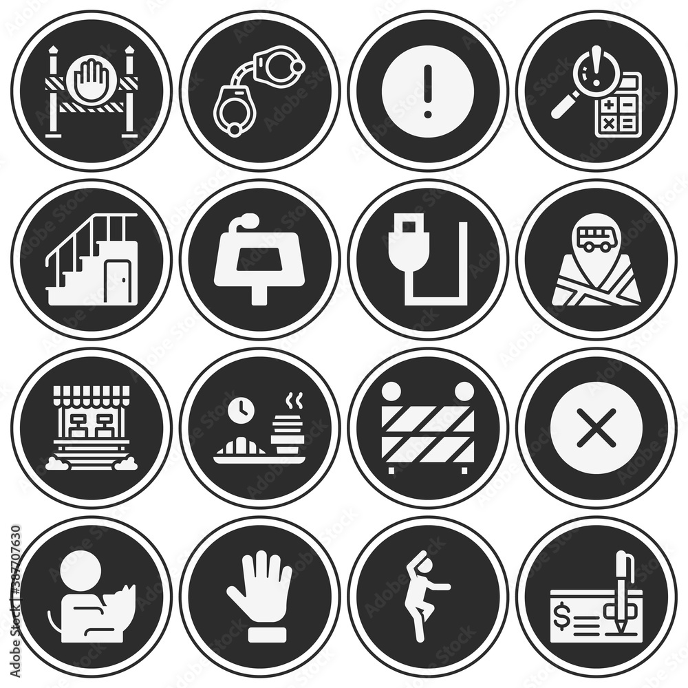 16 pack of stop  filled web icons set