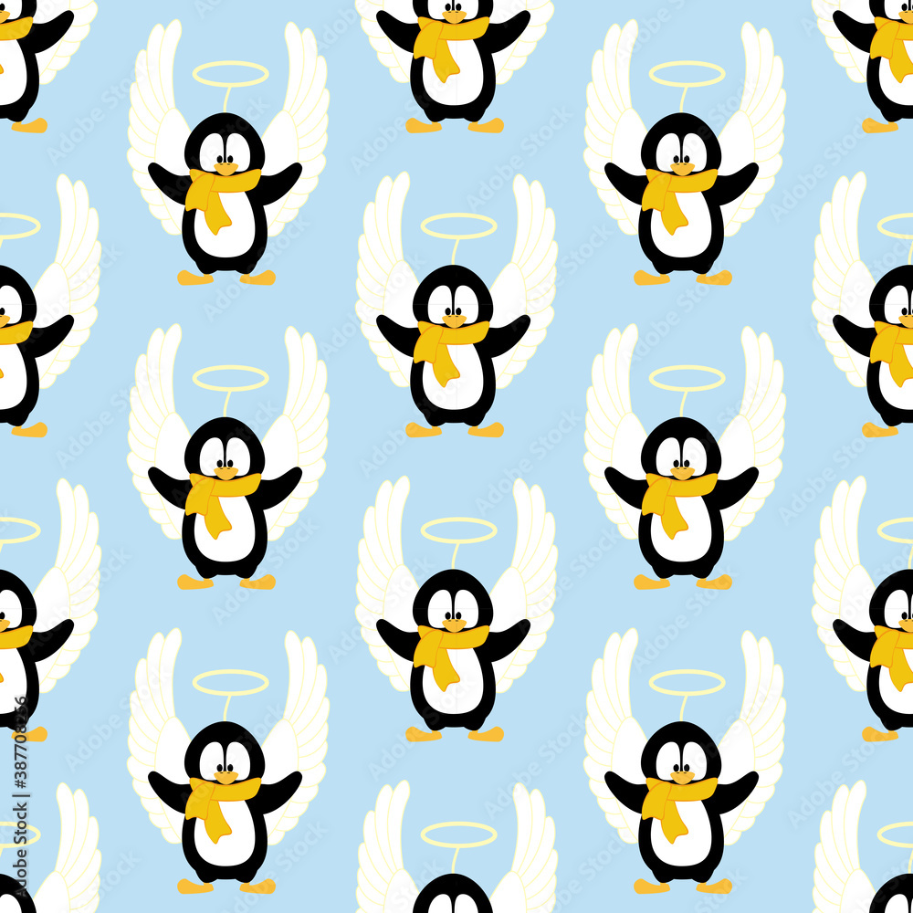 Penguin in christmas party costume seamless pattern Penguin in christmas party costume seamless pattern
