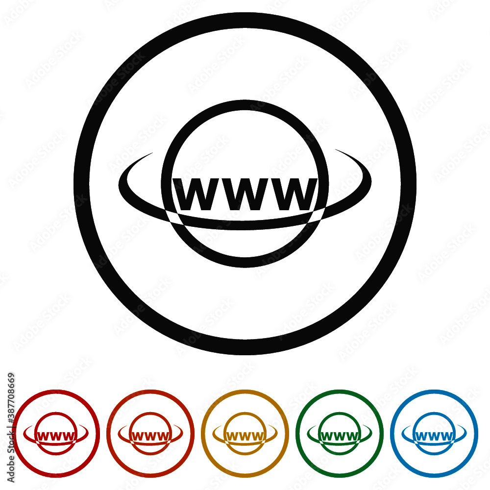 Website icon. Go to web ring icon, color set Website icon. Go to web ring icon, color set