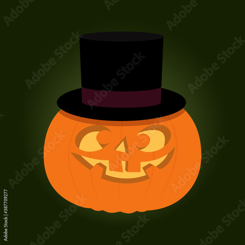 pumpkin in a top hat for Halloween
