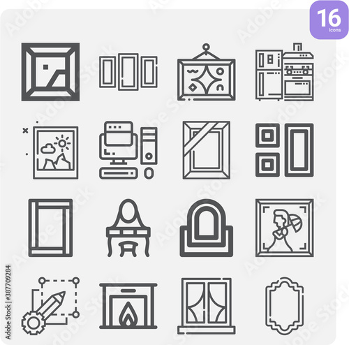 Simple set of couch related lineal icons.
