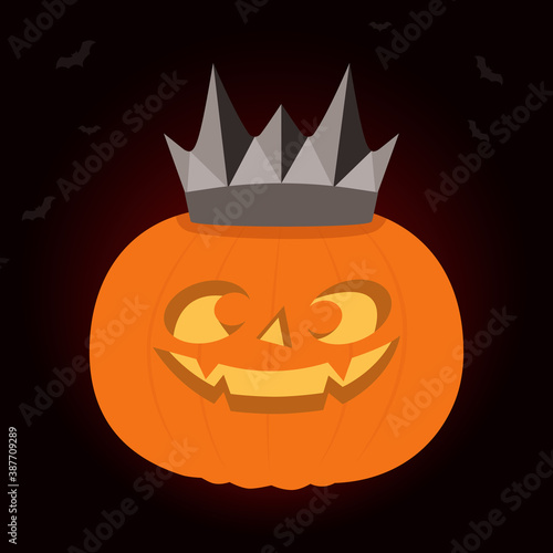 pumpkin dressed as the vampire king for Halloween
