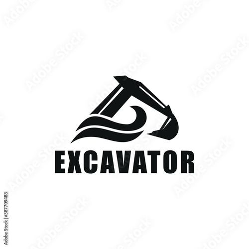Amphibious excavator arm logo vector