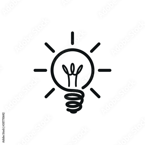 light bulb line hand drawn icon vector