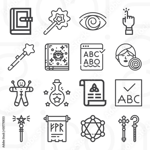 16 pack of spelled  lineal web icons set
