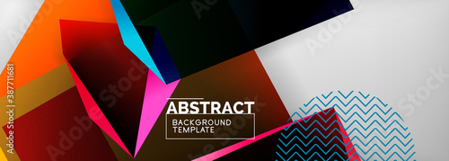 Low poly 3d geometric shapes, minimal abstract background. Vector illustrations for covers, banners, flyers and posters and other