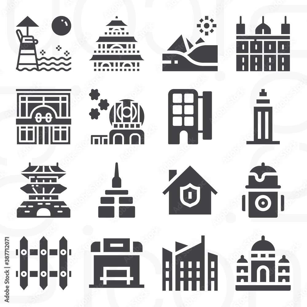 16 pack of baroque  filled web icons set