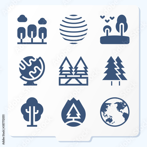 Simple set of 9 icons related to solid ground