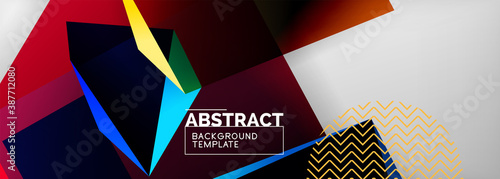 Low poly 3d geometric shapes, minimal abstract background. Vector illustrations for covers, banners, flyers and posters and other
