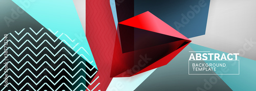 Low poly 3d geometric shapes, minimal abstract background. Vector illustrations for covers, banners, flyers and posters and other