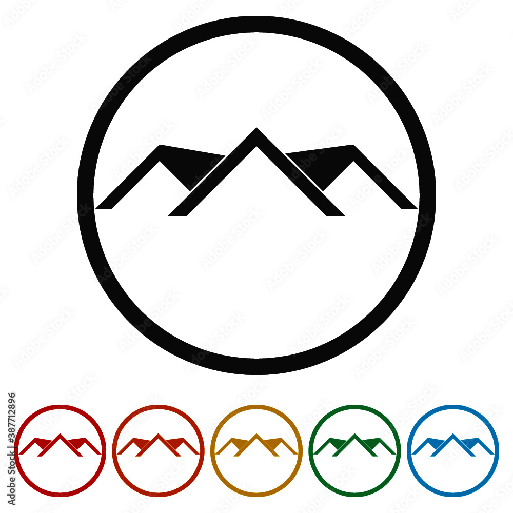 Simple home roof ring icon, color set Simple home roof ring icon, color set