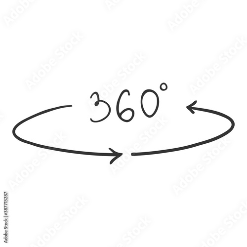 Vector Doodle 360 Degrees View Icon