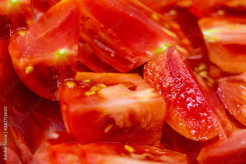 bright, coarsely chopped tomatoes before cooking bright, coarsely chopped tomatoes before cooking