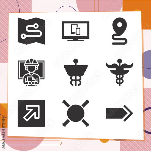 Simple set of 9 icons related to opposite