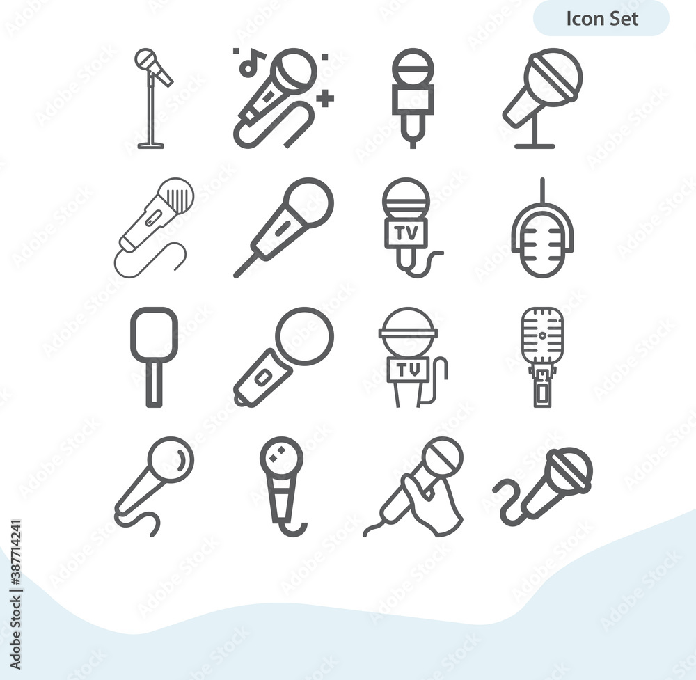 Simple set of mic related lineal icons. Simple set of mic related lineal icons.