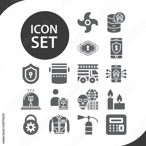 Simple set of fastened related filled icons.