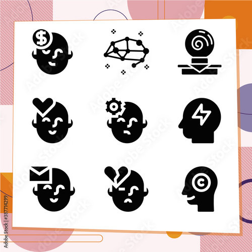 Simple set of 9 icons related to behave