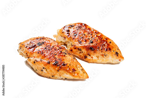 Foto Grilled chicken fillet meat isolated on white background