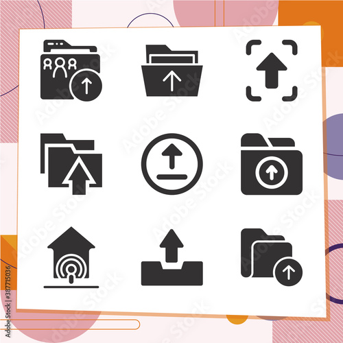 Simple set of 9 icons related to upload