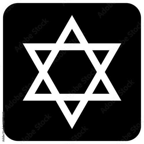David star icon, israel symbol of religion judaism. Hexagram jerusalem symbol. Biblical flat seal