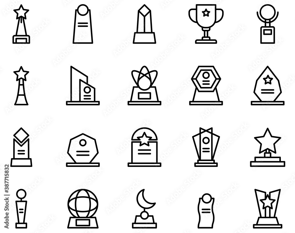 Simple set of award line icons on white background. Simple set of award line icons on white background.
