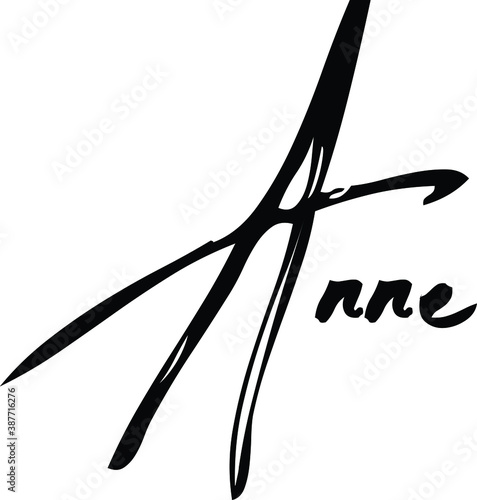 Anne-Female Name Modern Brush Calligraphy Cursive Text on White Background