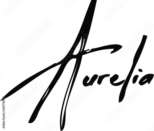 Aurelia-Female Name Modern Brush Calligraphy Cursive Text on White Background