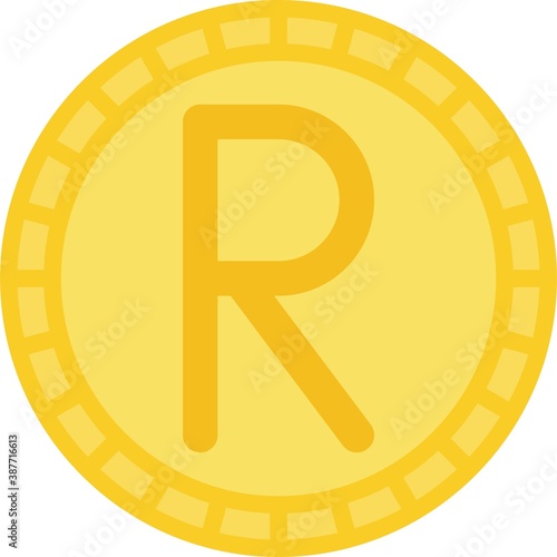 South African rand coin, official currency of South Africa