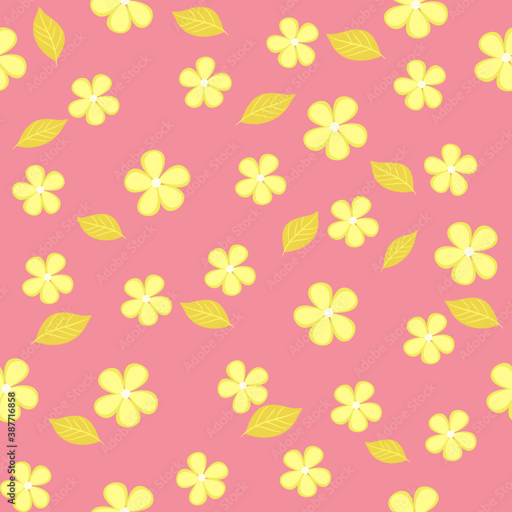seamless floral pattern, pink and yellow colors 