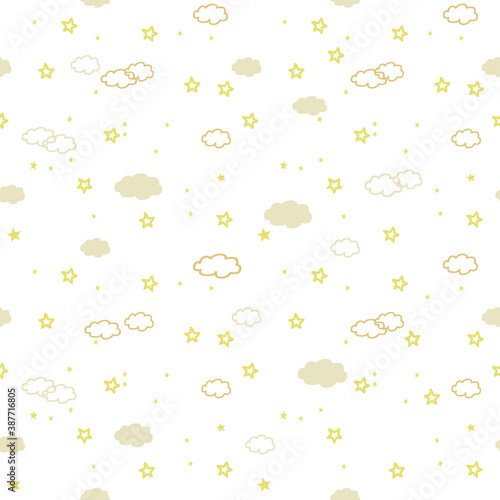 seamless pattern with clouds and stars