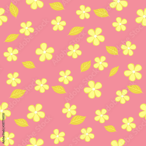 seamless floral pattern, pink and yellow colors 