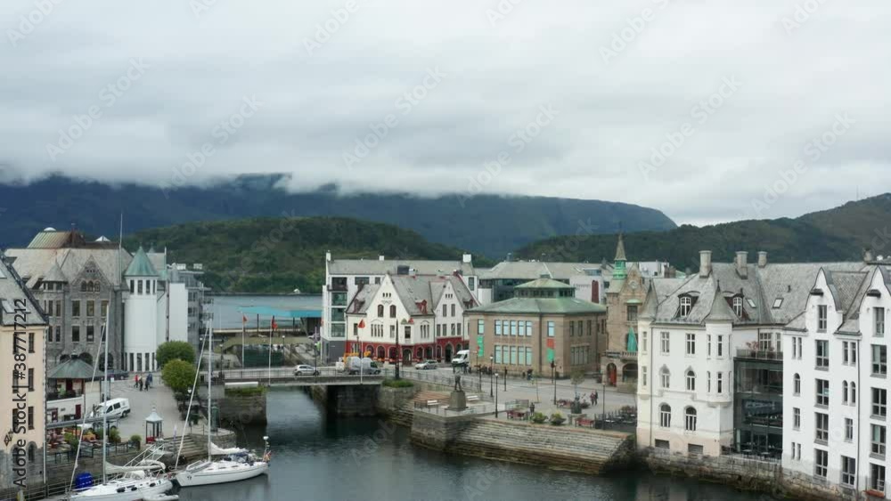 Aerial shot of beautiful Alesund in Norway Aerial shot of beautiful Alesund in Norway