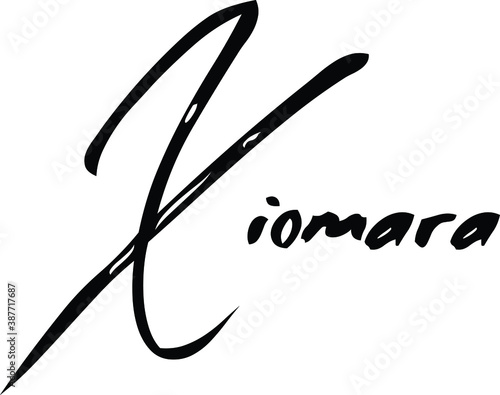 Xiomara-Female Name Modern Brush Calligraphy Cursive Text on White Background photo