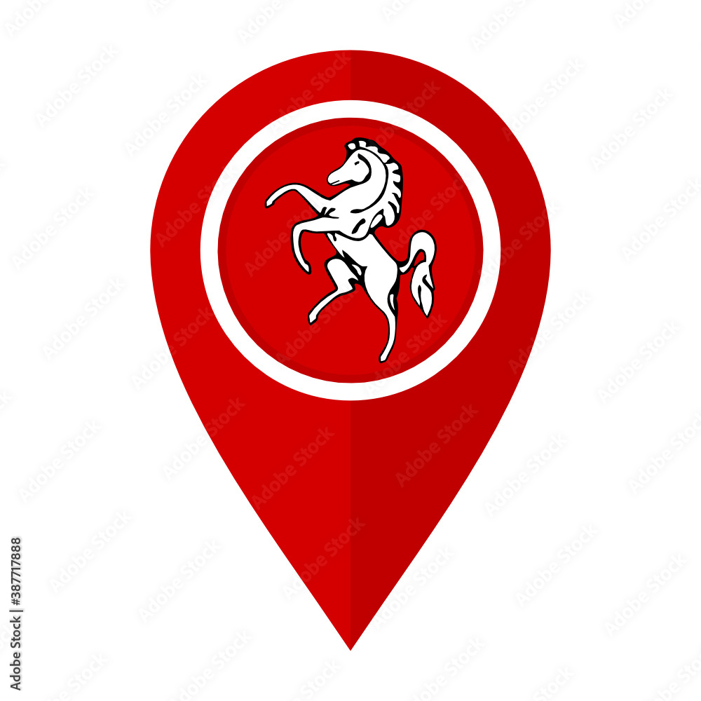 flat map marker icon with kent flag. vector illustration isolated on white background flat map marker icon with kent flag. vector illustration isolated on white background
