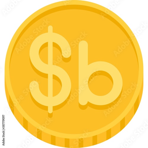 Bolivian boliviano coin icon, currency of Bolivia