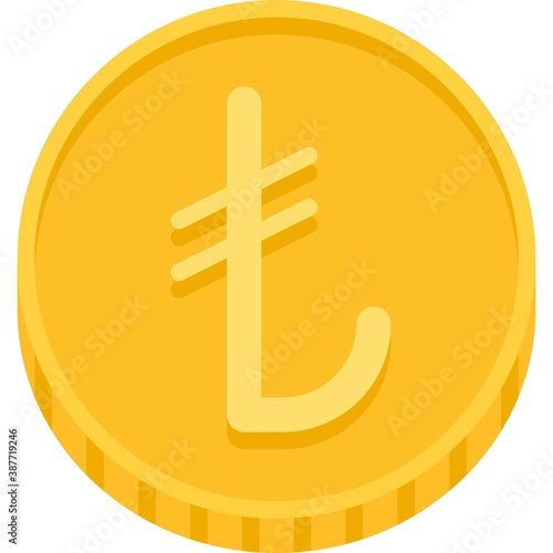 Turkish lira coin icon, currency of Turkey