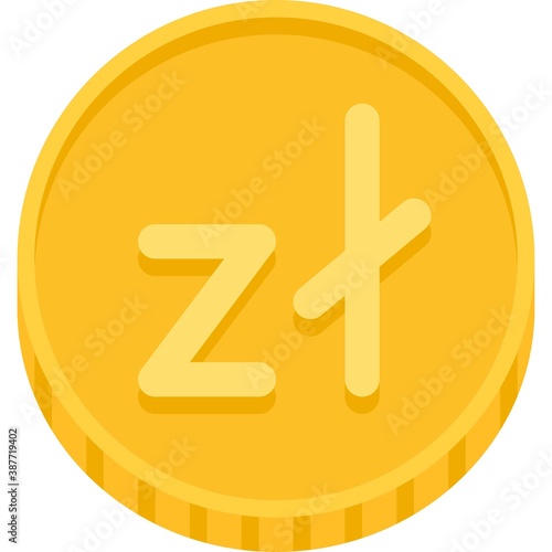 Polish złoty coin, official currency and legal tender of Poland