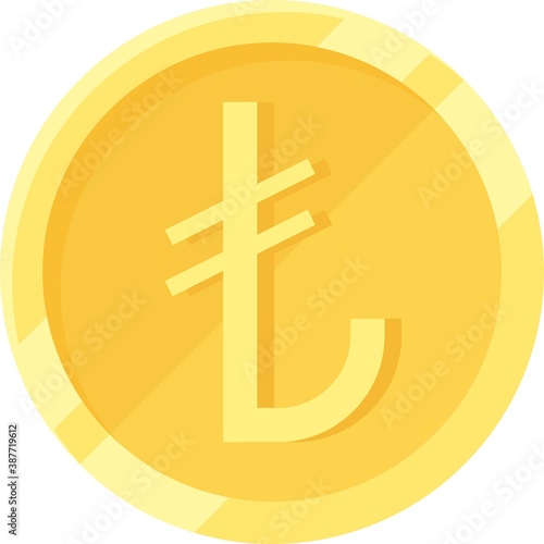 Turkish lira coin icon, currency of Turkey