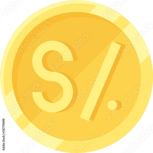 Peruvian sol coin icon,  currency of Peru