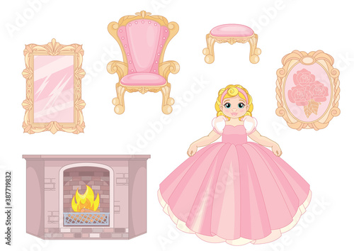 Princess furniture. Collection decor elements for living room