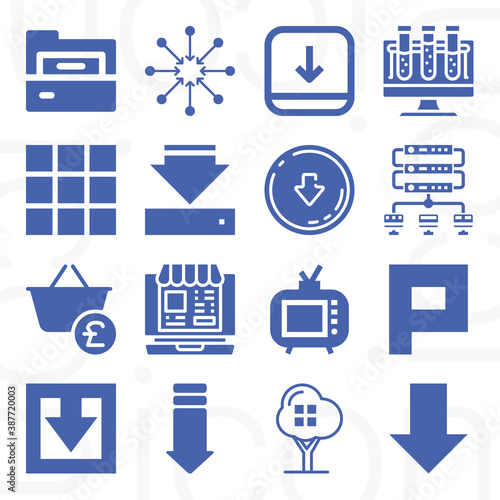 16 pack of grid  filled web icons set photo