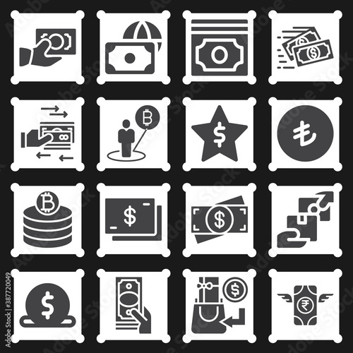 16 pack of small change  filled web icons set