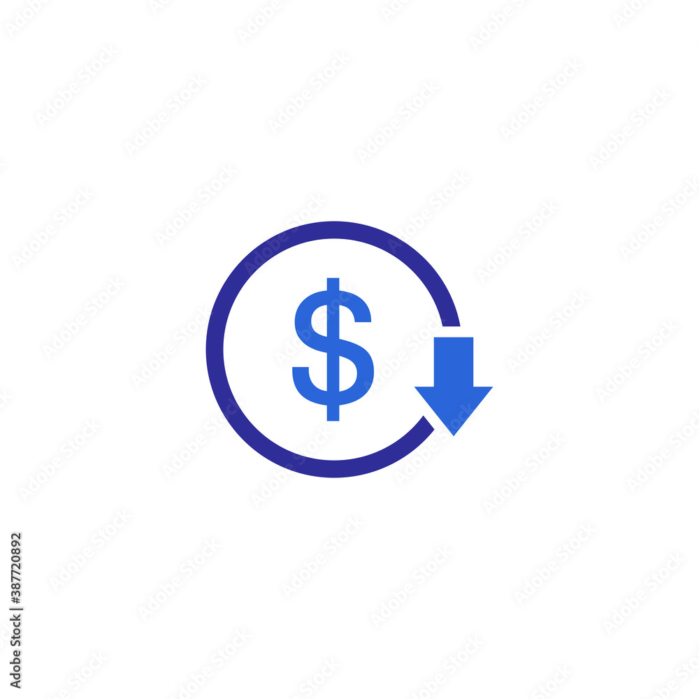 cost reduction icon vector. Reduce costs icon cost reduction icon vector. Reduce costs icon